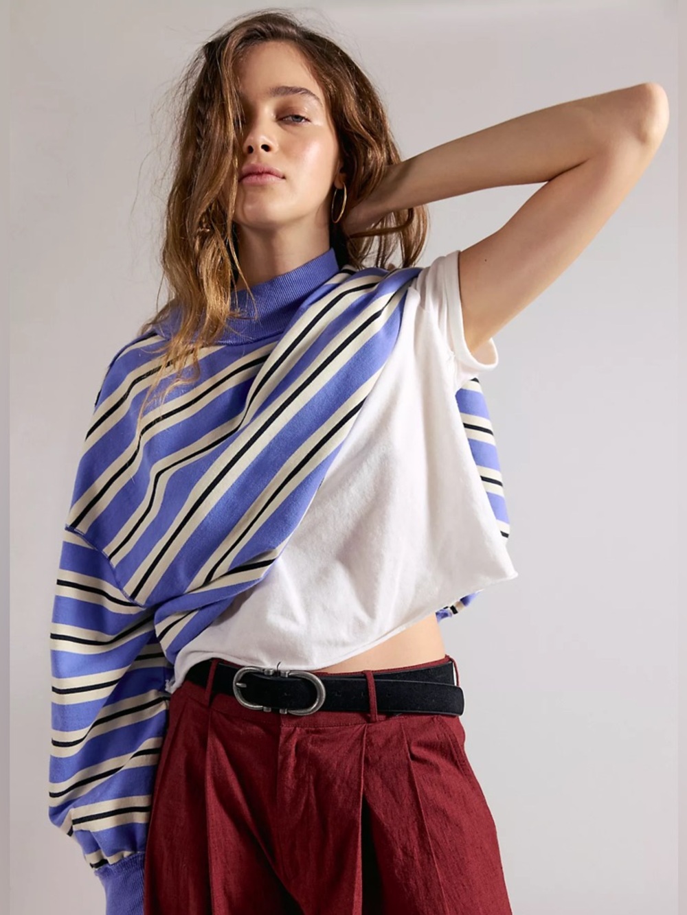 RARE Free People Palm Springs Striped Pullover🩵 - Picture 4 of 4